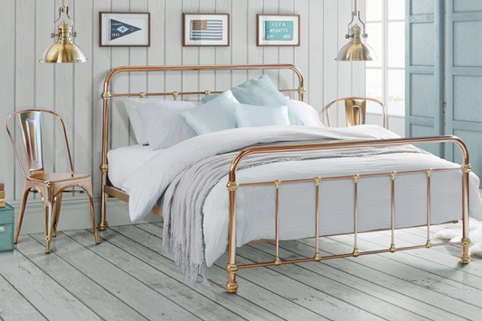 MADRID King Copper & Brass Plated Bed Mild Distressed Finish