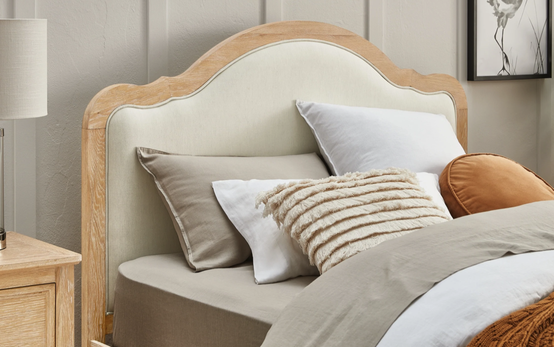 SIENA Queen European Oak & Upholstered Bed