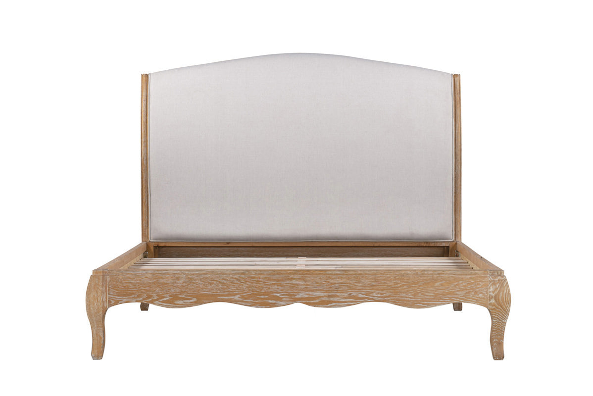 MILLES QUEEN Bed Oak & Upholstered Weathered Provincial Finish