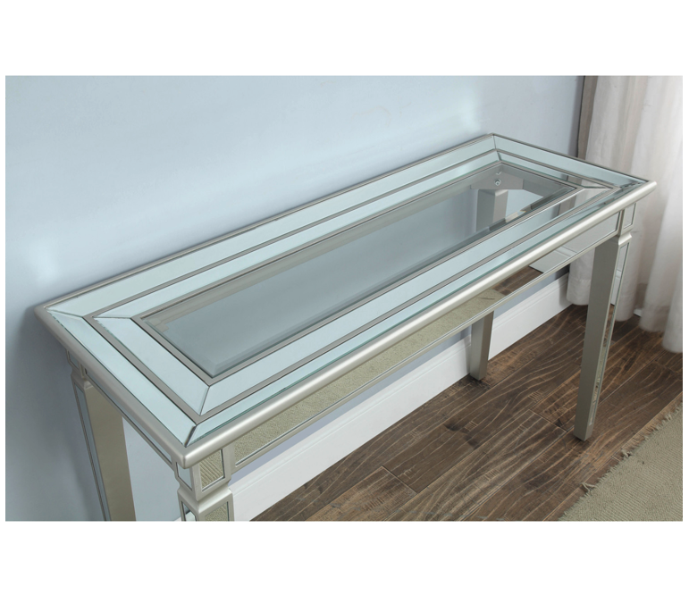 Grace Mirrored Console or Hallway Table Toughened Glass Top 4 Legs