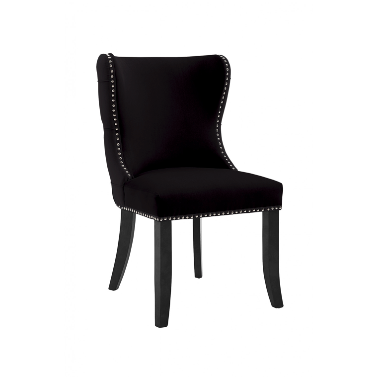 Margonia Plush Chair Black Velvet With Chrome Details Sumptuous Tufted Back