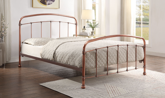 SOMERVILLE King Bed Antique Distressed Copper Effect Plated Finish