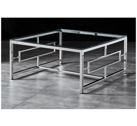 JORDAN Coffee Table Stainless Steel and Tempered Glass