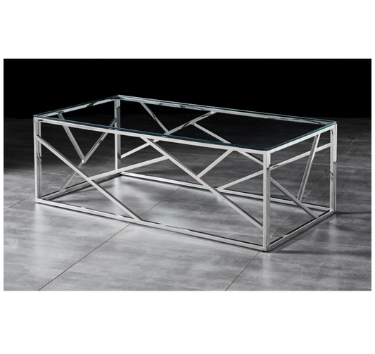 LEO Coffee Table Stainless Steel and Tempered Glass