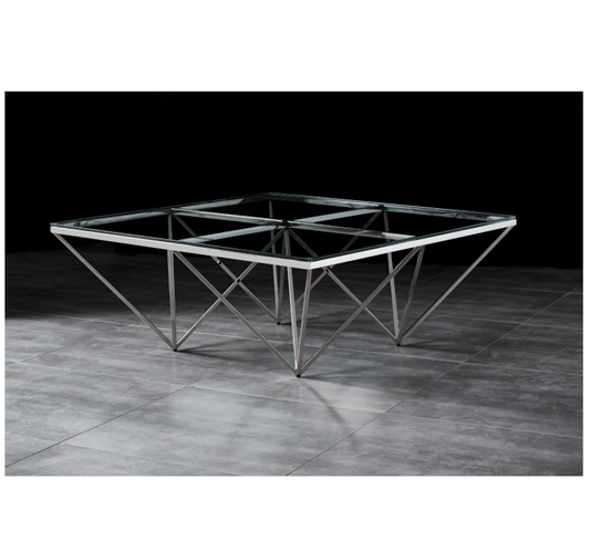 BRIGHTON Coffee Table Stainless Steel and Tempered Glass