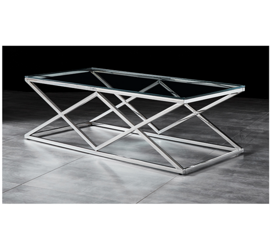 SAVOY Coffee Table Stainless Steel and Tempered Glass