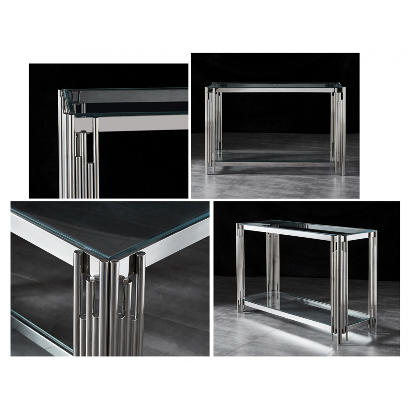 Zara Hallway Table Console Stainless Steel and Glass