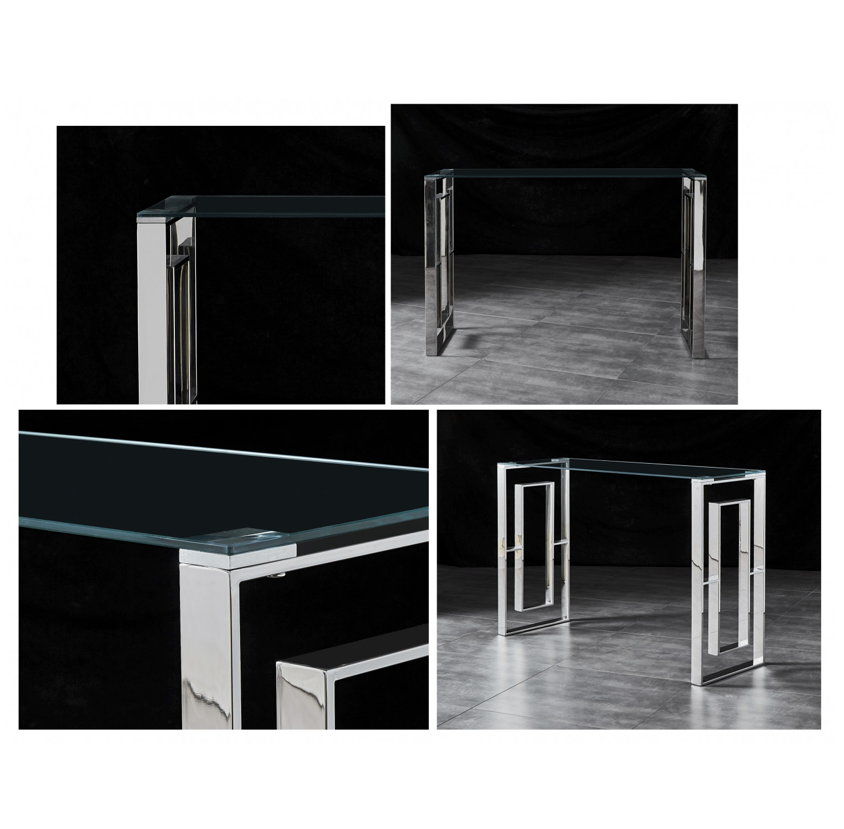 Dalton Hallway Table Console Stainless Steel and Glass
