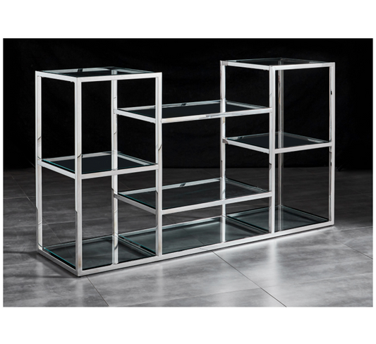 Sayer Hallway Table Console Stainless Steel and Glass