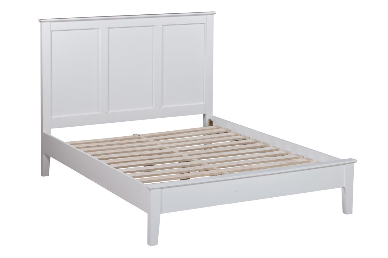 BYRON White Queen Bed Panel Headboard Pine Wood Low Foot End